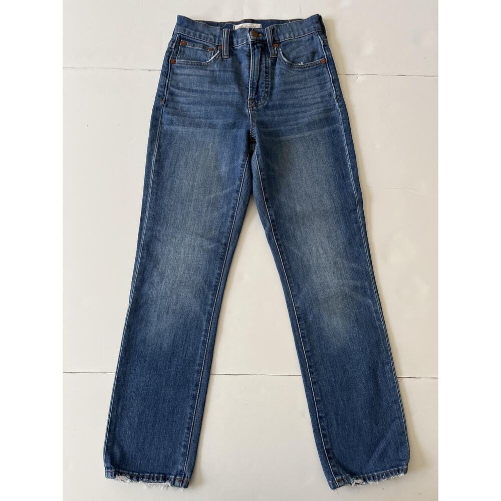 Madewell Jeans Womens 23 Blue The Perfect Vintage Crop High Rise Raw Hem Stretch